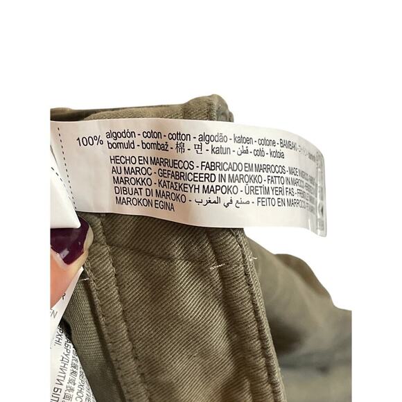 Zara Women's High Rise Green Canvas Cargo Straight Leg Pants Size 6 - Picture 6 of 6